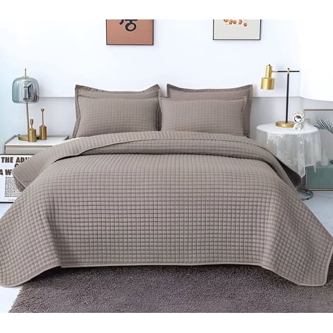 Imac Hogar - Cubrecama Quilt Verano Diseño Cuadrille Plaza Y Media Gris