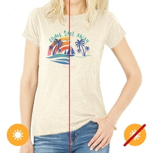 Delsol - Camiseta Con Cuello En V - Anclas Alejadas - Gris De Para Mujer - Camiseta (Grande)