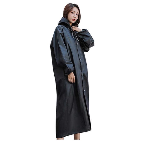 Poncho Impermeable De Lluvia Adulto Eva Reutilizable Negro