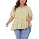 thumbnail image 1 of Agnes Orinda Tops Florales para Mujer Tallas Grandes Cuello Redondo Manga Corta Puños Elásticos Blusas Peplum Casual 3X Amarillo, 1 of 4