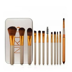 Etienne Expert - Set 12 Brochas Para Maquillaje Con Cajita Estuche Metálica