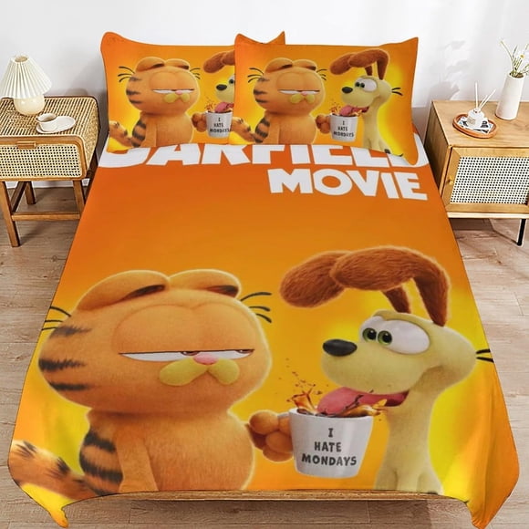 Cartoon Cat Three Piece Bedding Soft Cute Bed Suit