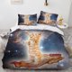 thumbnail image 1 of Cute White Cat Kitty Kitten Animal Print3 Quilt Duvet Cover Set Soft 3-Piece Bedding Set, 1 of 5