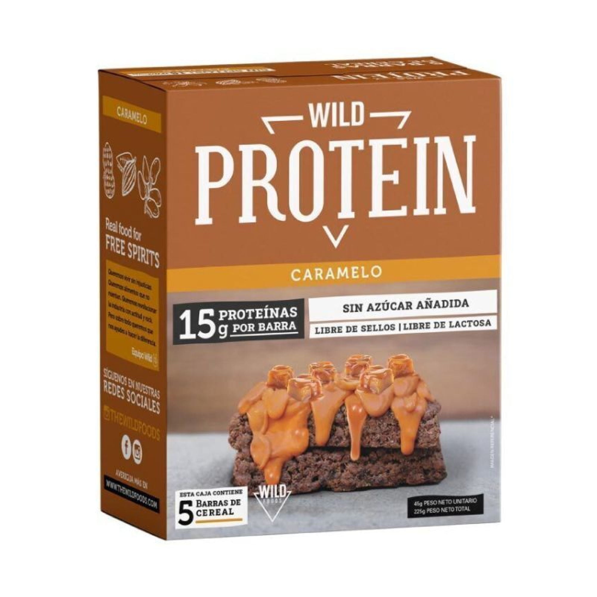 Barra Proteína Caramelo 5 Un 225 g Wild Protein