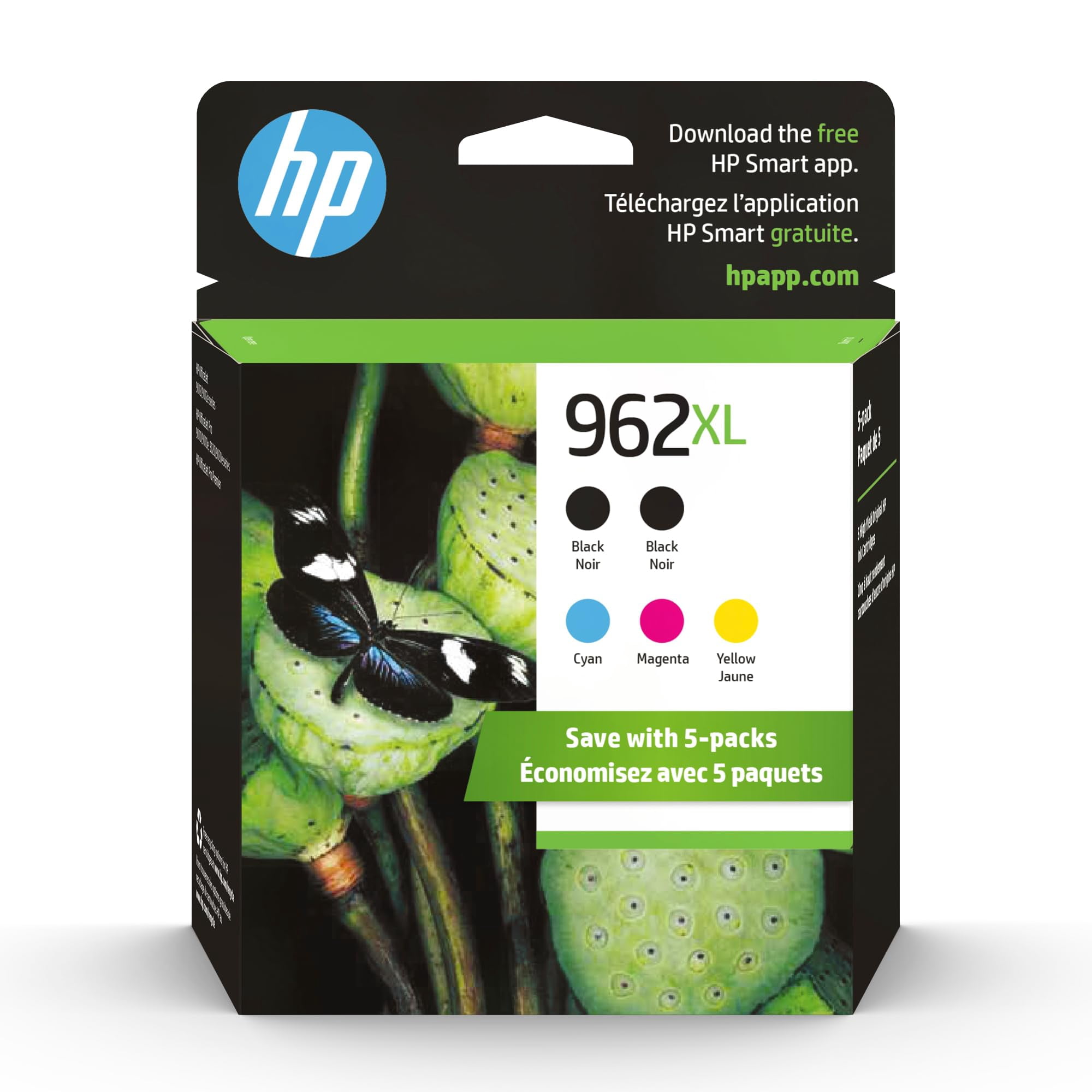 Cartuchos De Tinta Hp 962xl Negro, Cian, Magenta Y Amarillo (paquete De 5)