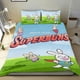 thumbnail image 1 of Súper Conejos Conjunto de sábanas temático, trío de piezas, cómodo y amigable con la piel, diseño único, regalo de decoración para el hogar para familiares, amigos y fans, 90 cm * 190 cm, 1 of 6