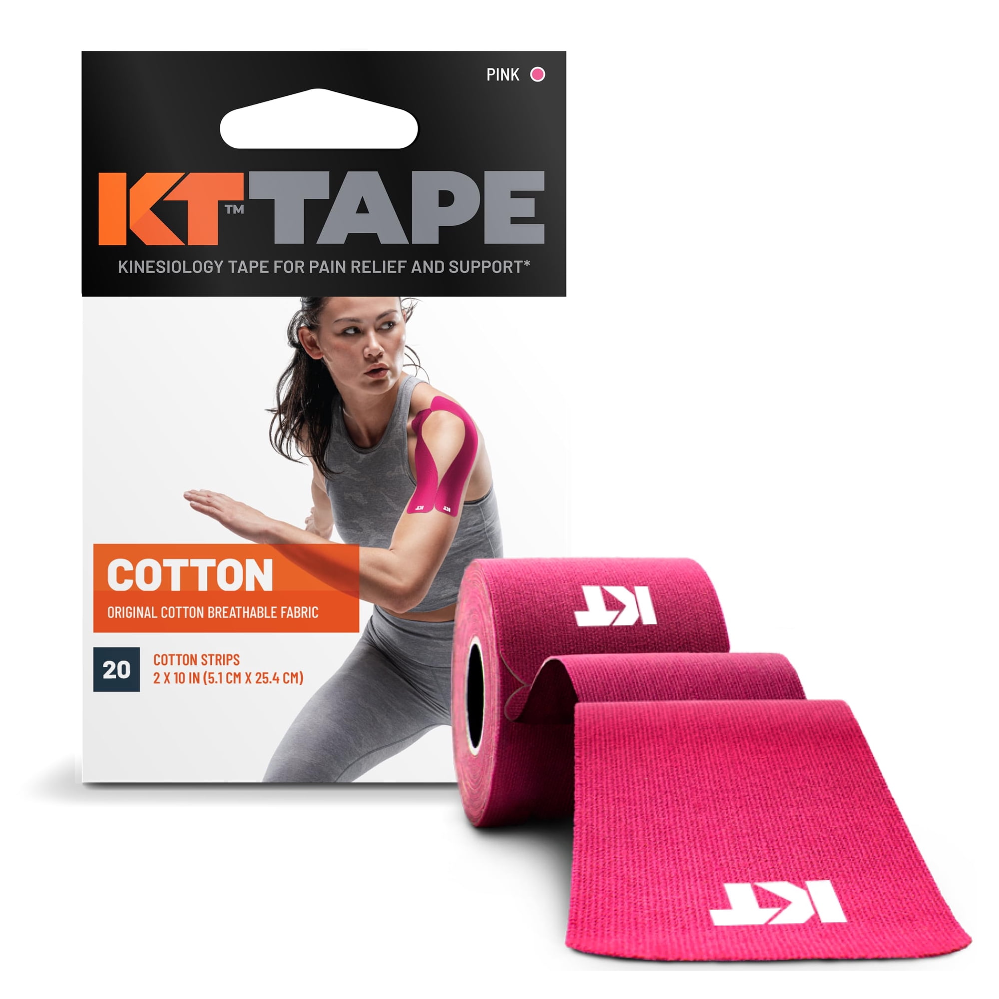 Cinta Deportiva Kt Tape Original De Algodón, 20 Tiras, Color Rosa