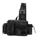 thumbnail image 3 of Bolsa de aparejos de pesca, riñonera de pesca, bolsa de hombro con soporte para caña, mochila de nailon, bolsa de pesca multifuncional para el pecho , Patrón negro talla L, 3 of 5