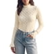 thumbnail image 1 of INSPIRE CHIC Blusa de Mujer Cuello Mock Mangas con Puños Volante Adorno Malla Transparente Jersey Camisa Primavera Otoño Transparente Encaje Floral Tops Pequeño Albaricoque, 1 of 6