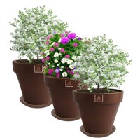 Mestiza - Set De 3 Maceta Kony 24Cm Morena Natural Y Sus Platos