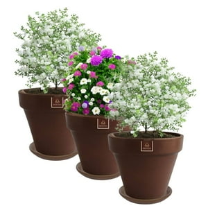 Mestiza - Set De 3 Maceta Kony 24Cm Morena Natural Y Sus Platos