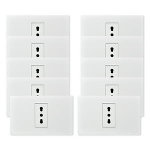 Want - Pack 10 Tomacorriente Simple Metálico 16A - Blanco