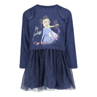 Vestido Disney Frozen Elsa Morado Manga Larga Niñas 6-7 Años