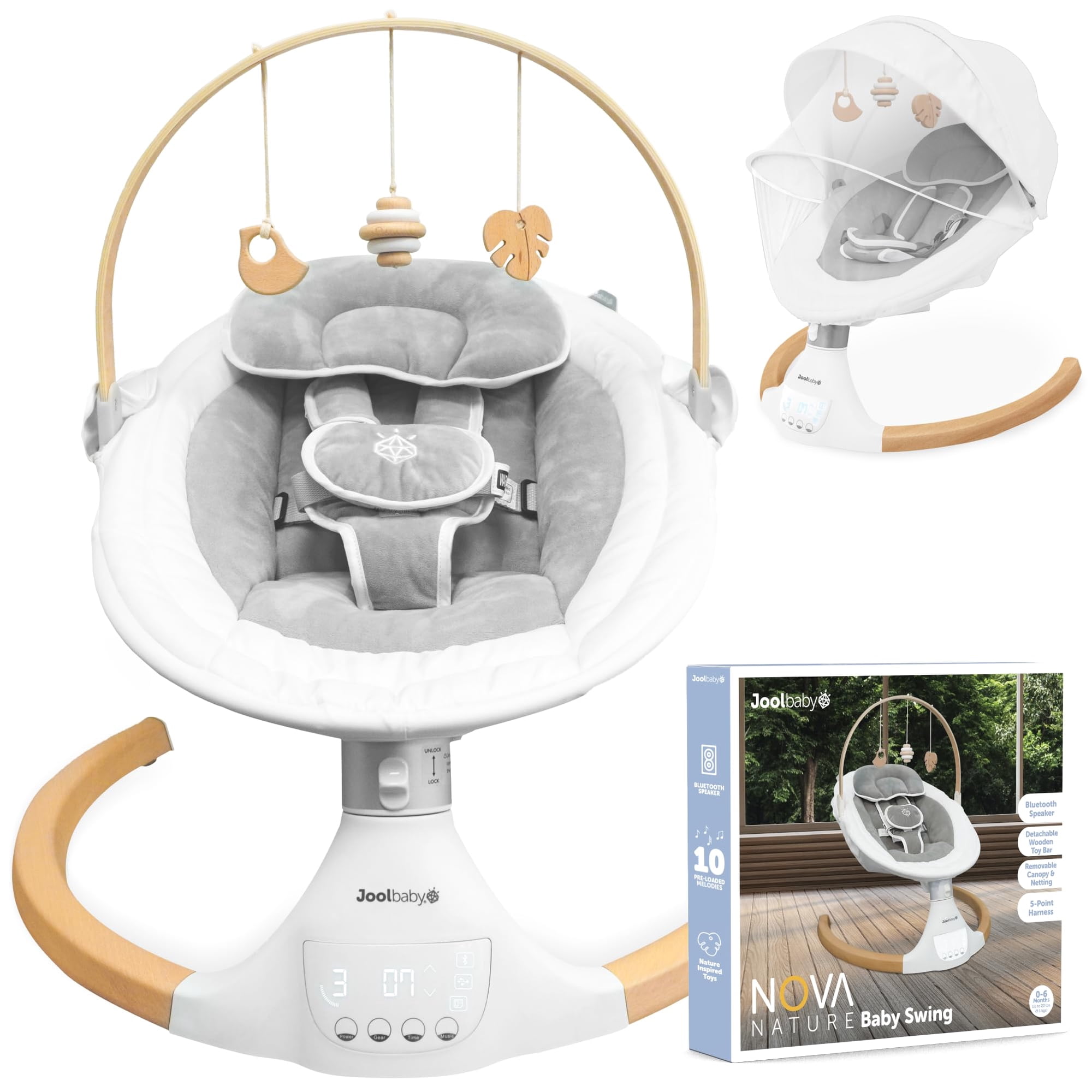Baby Swing Jool Baby Nova Nature Electric Con Música Bluetooth