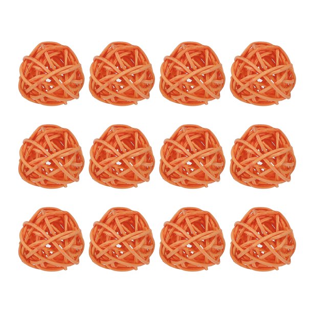 Uxcell 20 Pcs Bolas Decorativas de Ratán de Mimbre 1.18" para Relleno de Jarrones Fiesta de Boda Naranja