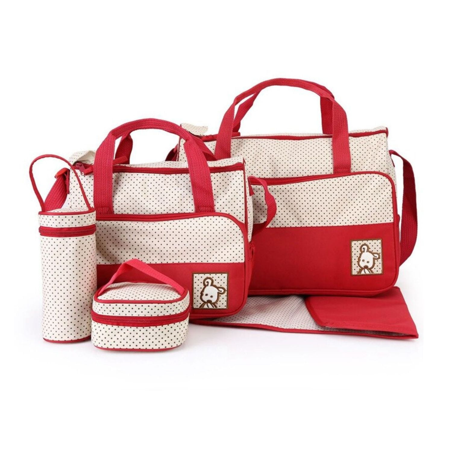 Importclick - Set Bolso Maternal 5 Piezas Mudador Rojo