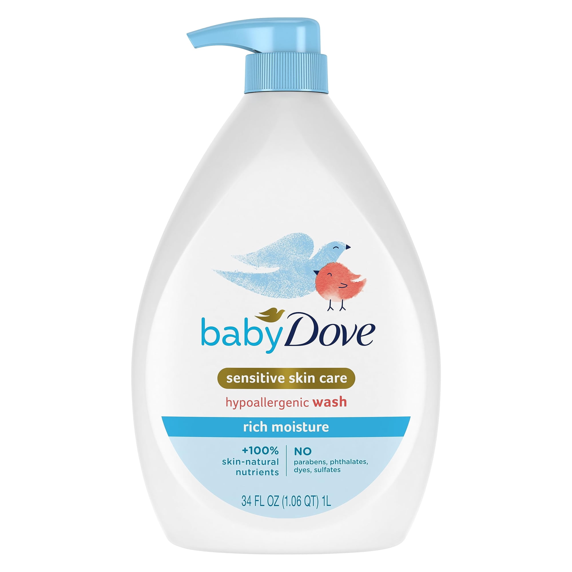Baby Wash Baby Dove Para El Cuidado De La Piel Sensible, Rico En Humedad, 1 Litro