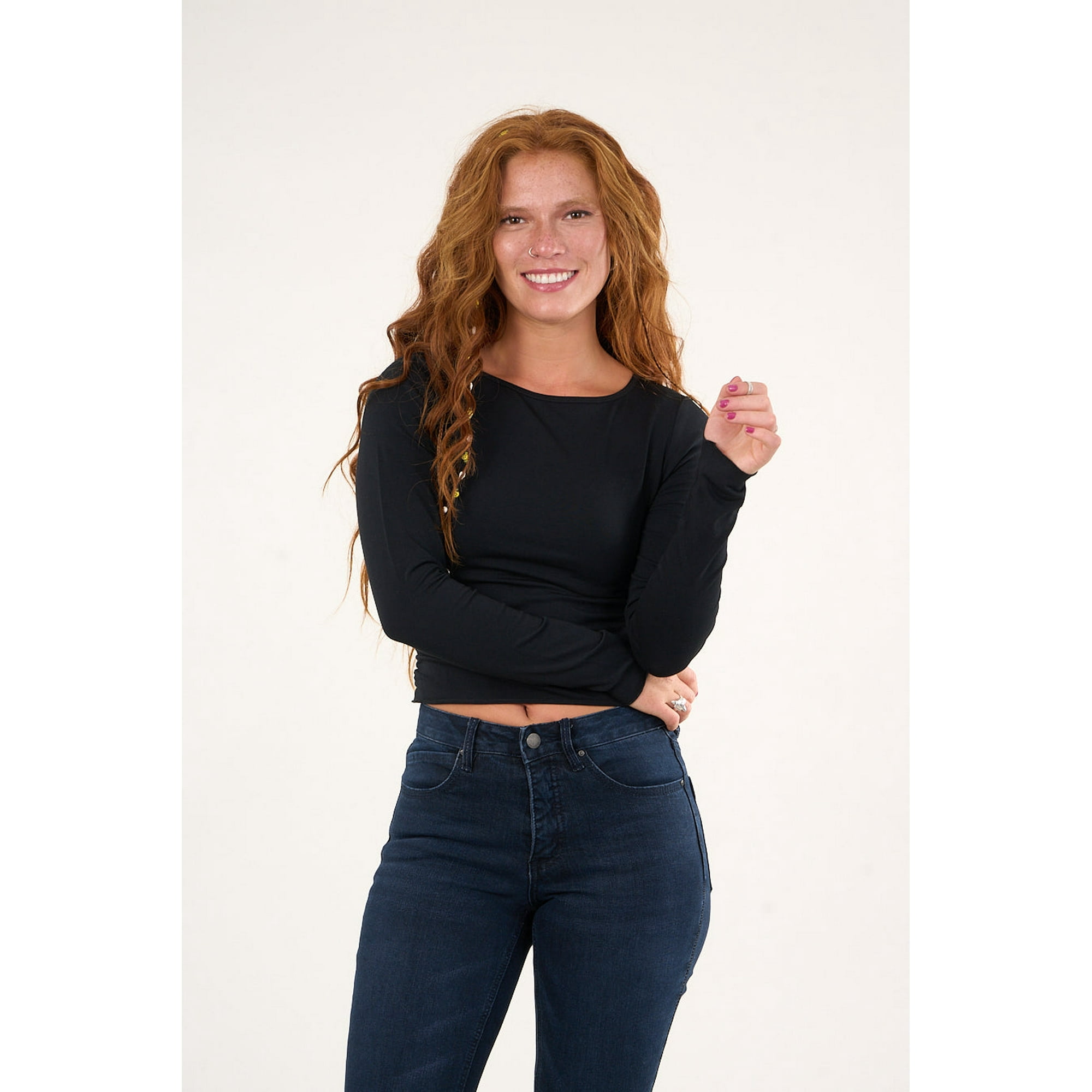 Polera Manga Larga Recogido Lateral Vw1770 Negro Polemic