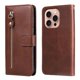 thumbnail image 2 of Funda tipo cartera para iPhone 16 Pro Max con bolsillo con cremallera y ranuras para tarjetas – Función de soporte Marrón, 2 of 6