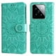 thumbnail image 4 of Funda tipo cartera FOXDOCK para Xiaomi 14 , diseño girasol en relieve, cuero PU, cierre magnético, soporte y tarjetero, 4 of 5