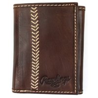 Billetera Rawlings De Cuero Trifold Con Costura De Béisbol Chocolate