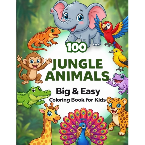 Libro para colorear de animales de la jungla para niños de 3 a 6 años ...