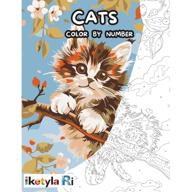 Libro De Colorear Con Gatos Para Colorear Por Números Para Adultos Con Adorables Gatitos