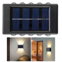 Genérico - Lámpara Solar Led Exterior Muro Doble 10 Luces Cálida