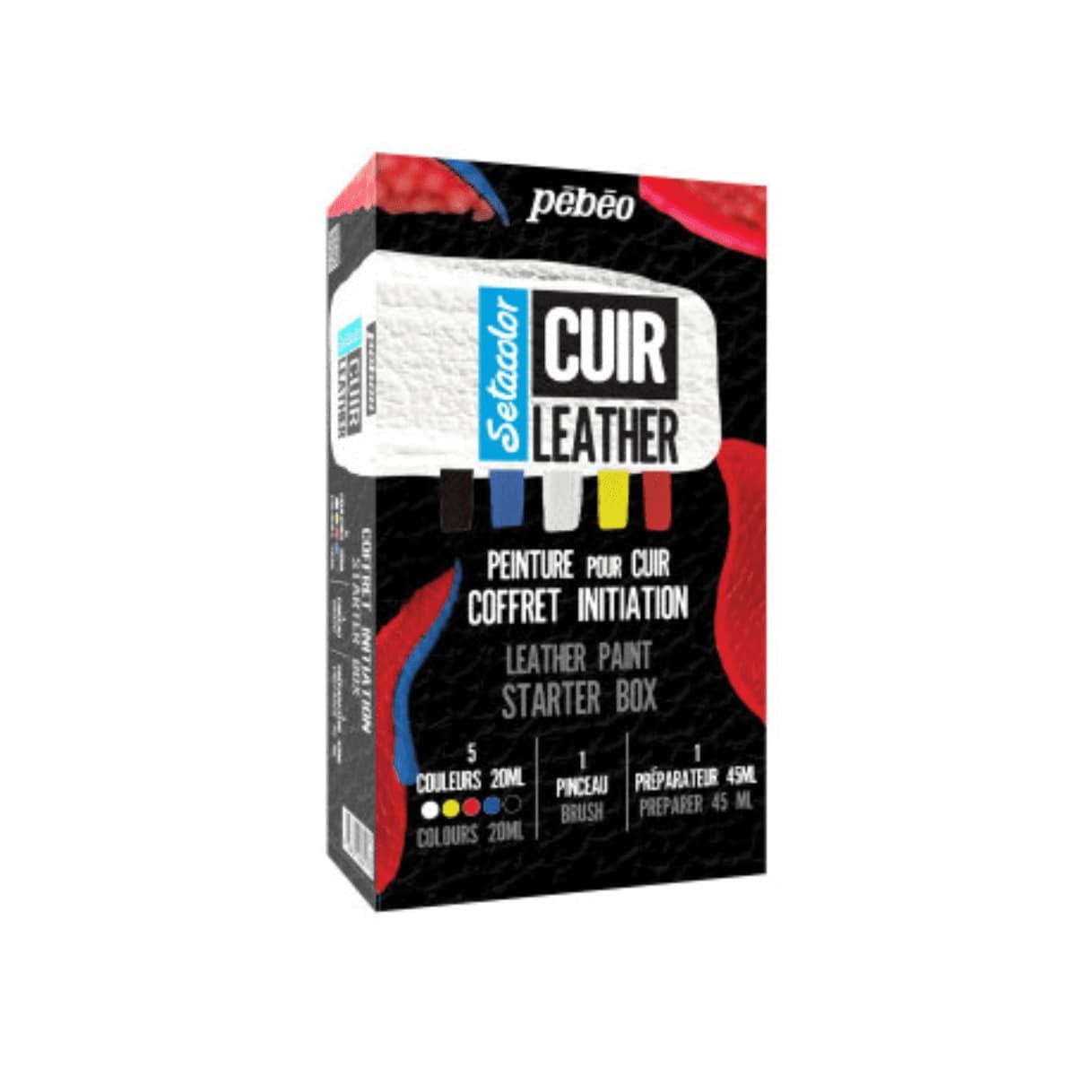 Pebeo - Kit Pintura Cuero 5 Colores + Impl. Setacolor Cuir