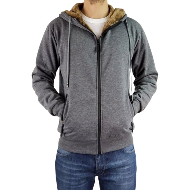 Chaqueta Poleron Hombre Invierno Forro Piel Con Gorro 517