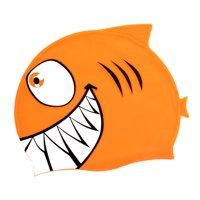 Ioensy - Gorro De Baño Con Forma De Tiburón Para Niños, Cabello Corto Y Largo, Adolescentes, Color Naranja