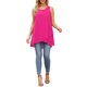 thumbnail image 2 of INSPIRE CHIC Blusa sin mangas de gasa casual de mujer para el regreso a clases, camiseta suelta asimétrica de cuello redondo, parte superior de verano, L Rosa caliente, 2 of 6