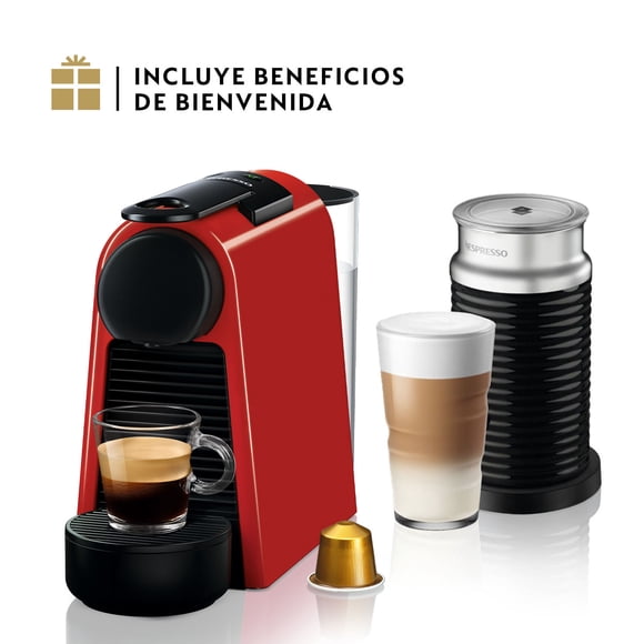 Cafetera Nespresso Essenza mini Roja con espumador de leche