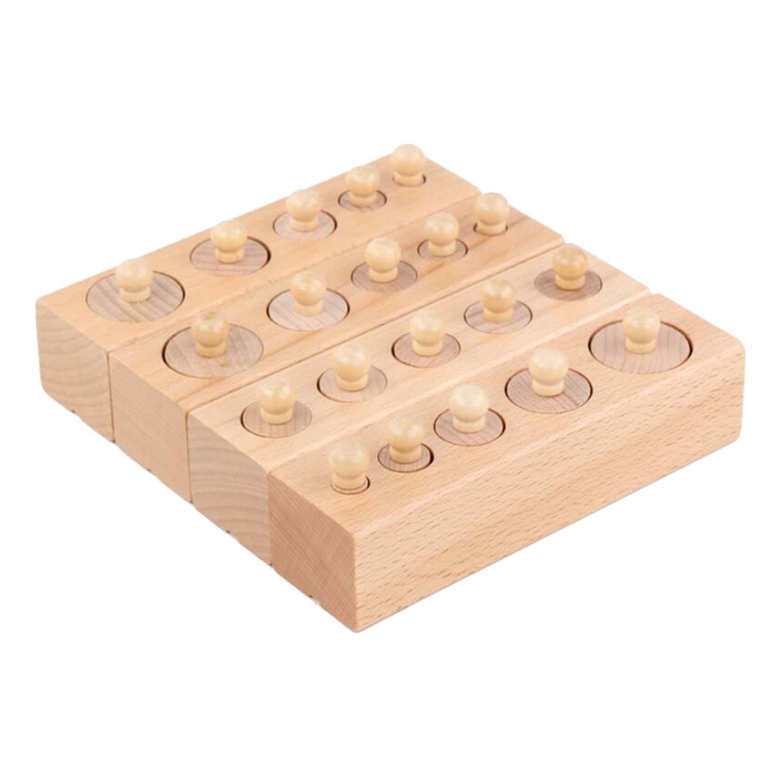 Magideal - 4X Bloques De Escalera Cilíndrica, Perilla De Madera, Bloques De Cilindros De Madera, Agrupación De Cilindros De Botón Montessori Para Niños Pequeños