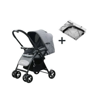Babymine - Coche De Paseo - Reversible Pro Gris + Cobertor Para Lluvia