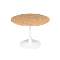 Habita2 Chile - Mesa Tulip Redonda Base Blanca Cubierta Madera 120Cm