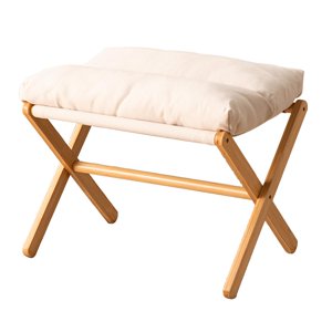 Bothyi - Taburete De Maquillaje Plegable Con Patas De Madera, Reposapiés Para Cama, Dormitorio, Trabajo, Color Beige