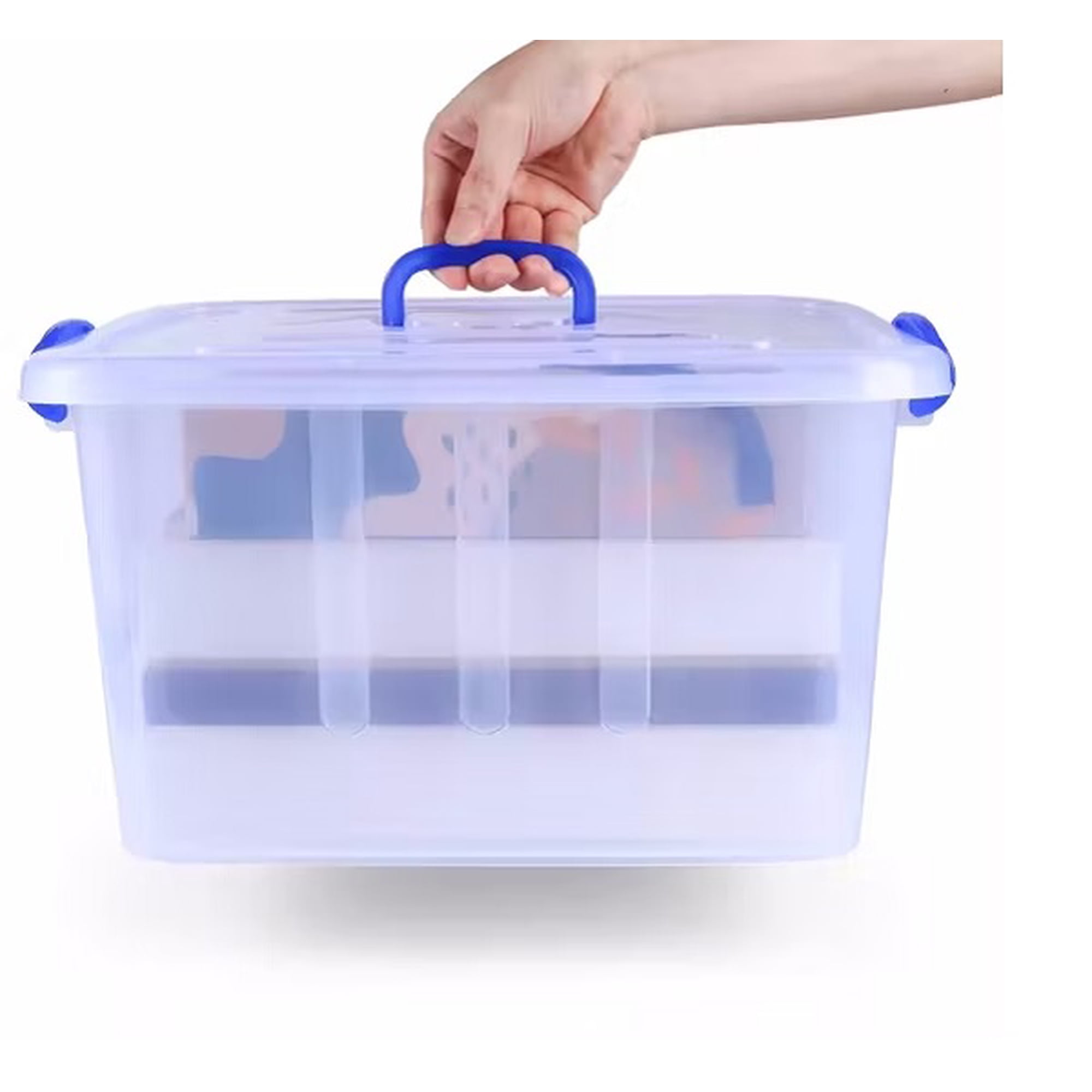 Genérico - Caja De Almacenamiento De Plástico Con Tapa, Transparente 38.7 X 26.5 X 20.7 Cm