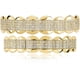 thumbnail image 1 of Grillz de hip hop con 4 filas de 8 dientes superiores y 3 filas de 8 dientes inferiores, chapado en oro de 14 quilates con circonita cúbica helada y diamantes para hombres y mujeres., 1 of 6
