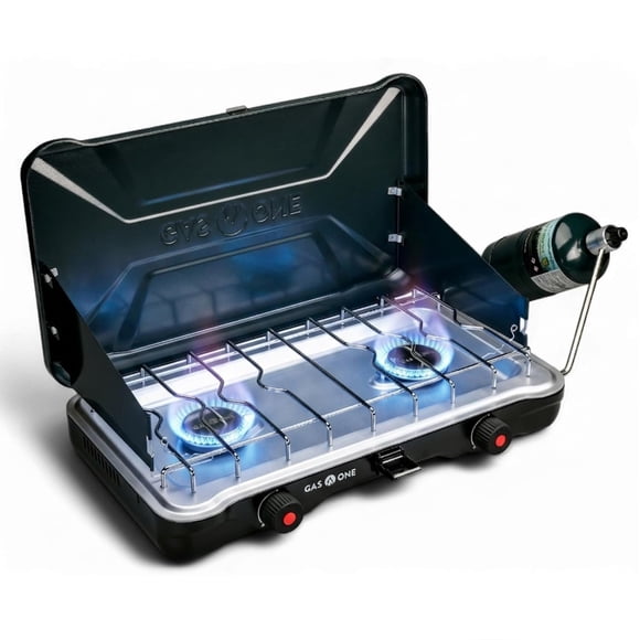 Estufa de Camping Gas One 22000 BTU 2 Quemadores con Protector contra Viento