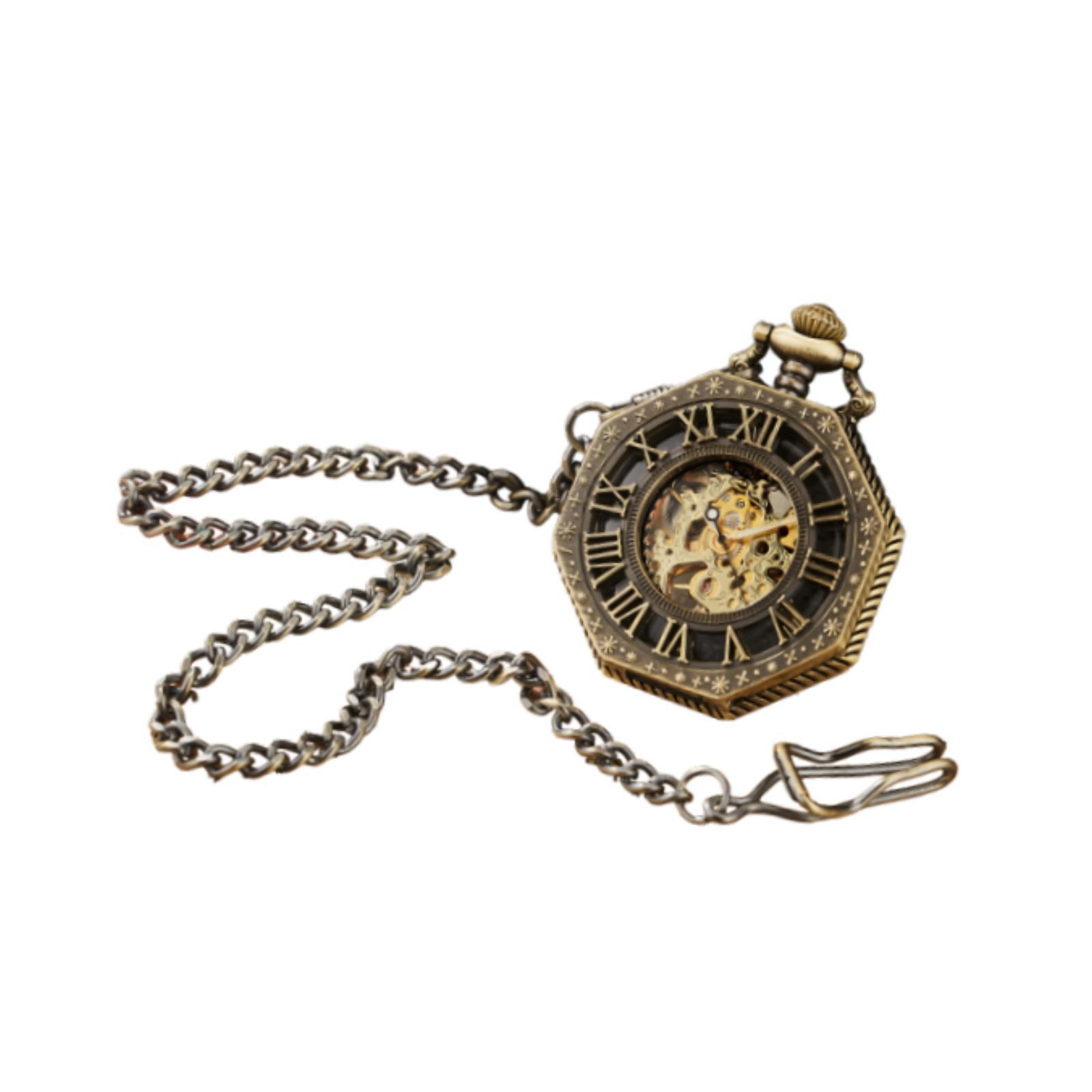 Magideal - Reloj De Bolsillo Vintage Con Escalas De Números Romanos, Delicado, Grabado, Regalo, Accesorio De Moda Con Cadena Para Graduación, Vacaciones De Niños Marrón