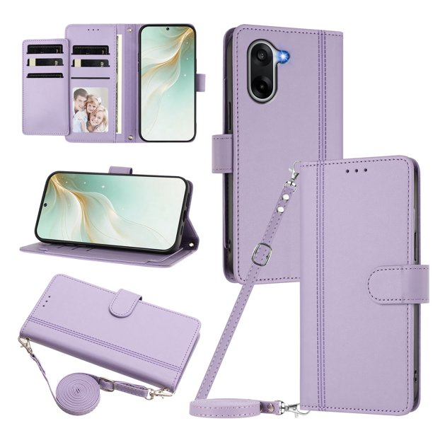Funda Cartera para OnePlus Nord CE5 con Bolsillo para Billetes, Morado Claro