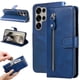 thumbnail image 1 of Funda tipo cartera para Samsung Galaxy S25 Ultra con bolsillo con cremallera y ranuras para tarjetas – Función de soporte Azul, 1 of 6