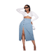 thumbnail image 3 of Falda Larga Jeans Mezclilla Botones Delantero Tiro Alto, 3 of 6