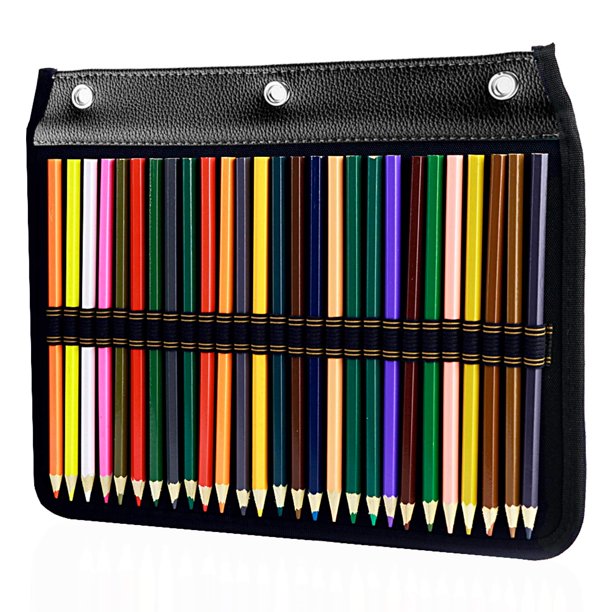 Estuche de lápices YOUSHARES con 3 argollas y 54 compartimentos, funda para lápices negra