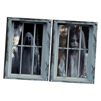 Magideal - 2X Decoración De Ventana De Halloween Con Cuerda, Decoración De Fiesta, Póster De Ventana De Halloween Espeluznante, Cortina Para Fiestas, Puerta, Par Fantasma Femenino