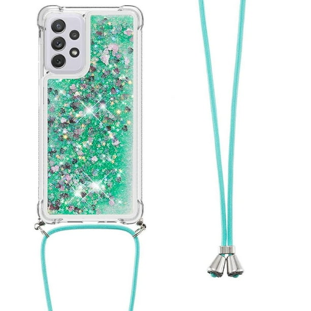 Funda FOXDOCK para Samsung Galaxy A73 5G con Cuerda Ajustable, Brillo Líquido, Protección Antigolpes y Lente – Ideal para Regalo
