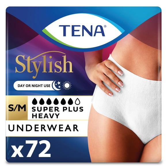 Ropa interior TENA para mujer Super Plus S/M para incontinencia, 72 unidades