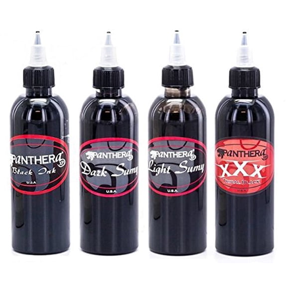 Kit de tintas para tatuaje Panthera Black Shades 4 x 148 ml
