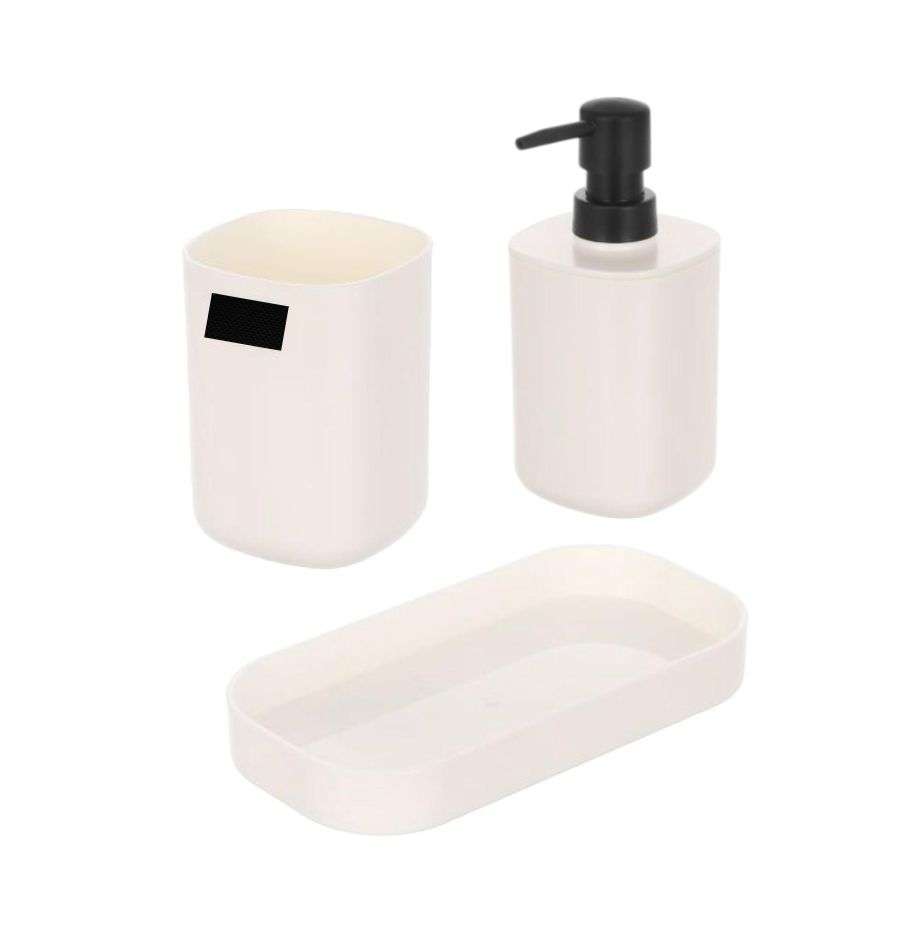 Oem - Set Juego De Baño 3 Pieza Jabon Dispensador Cepillo Plastic C